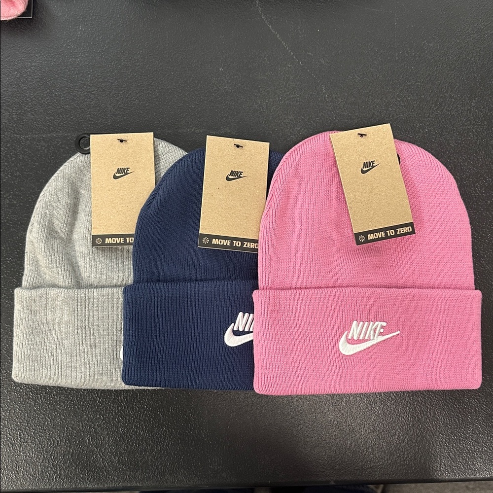 Nike Kids Beanie Trio - Pink, Gray, and Blue NWT